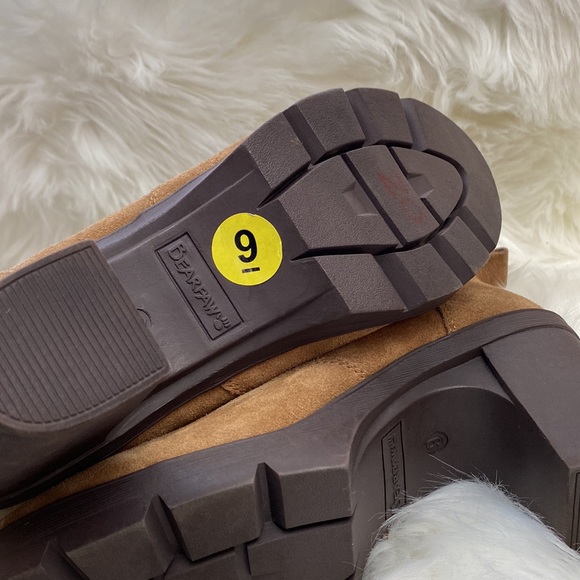 Bearpaw Marlowe Suede leather Boots Lace booties tan brown sheep skin size 9 - Picture 6 of 7